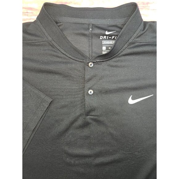 Nike Dri-Fit Mens XL Black Polo Standard Fit Baseball Collar - Picture 4 of 8